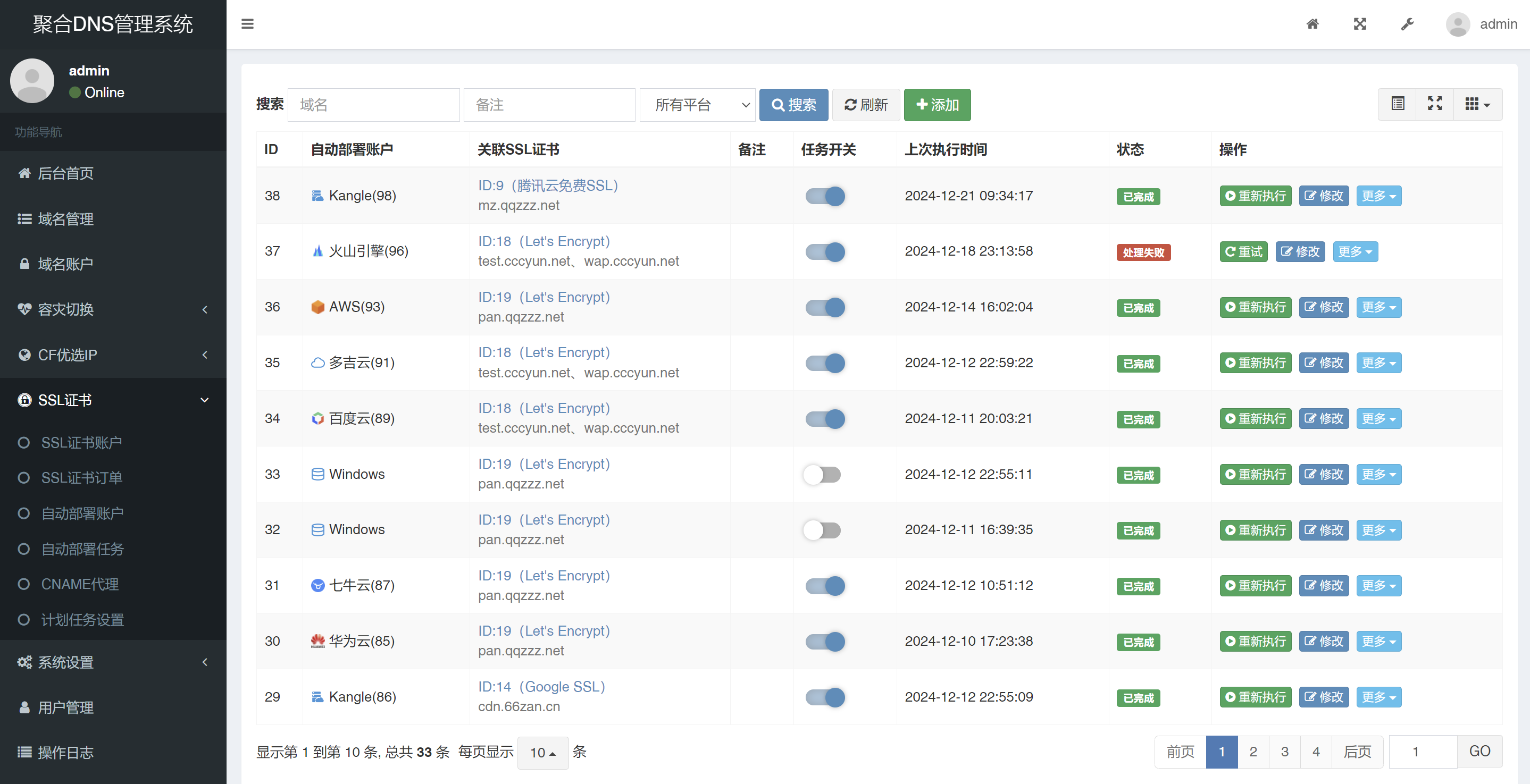 彩虹聚合DNS管理系统