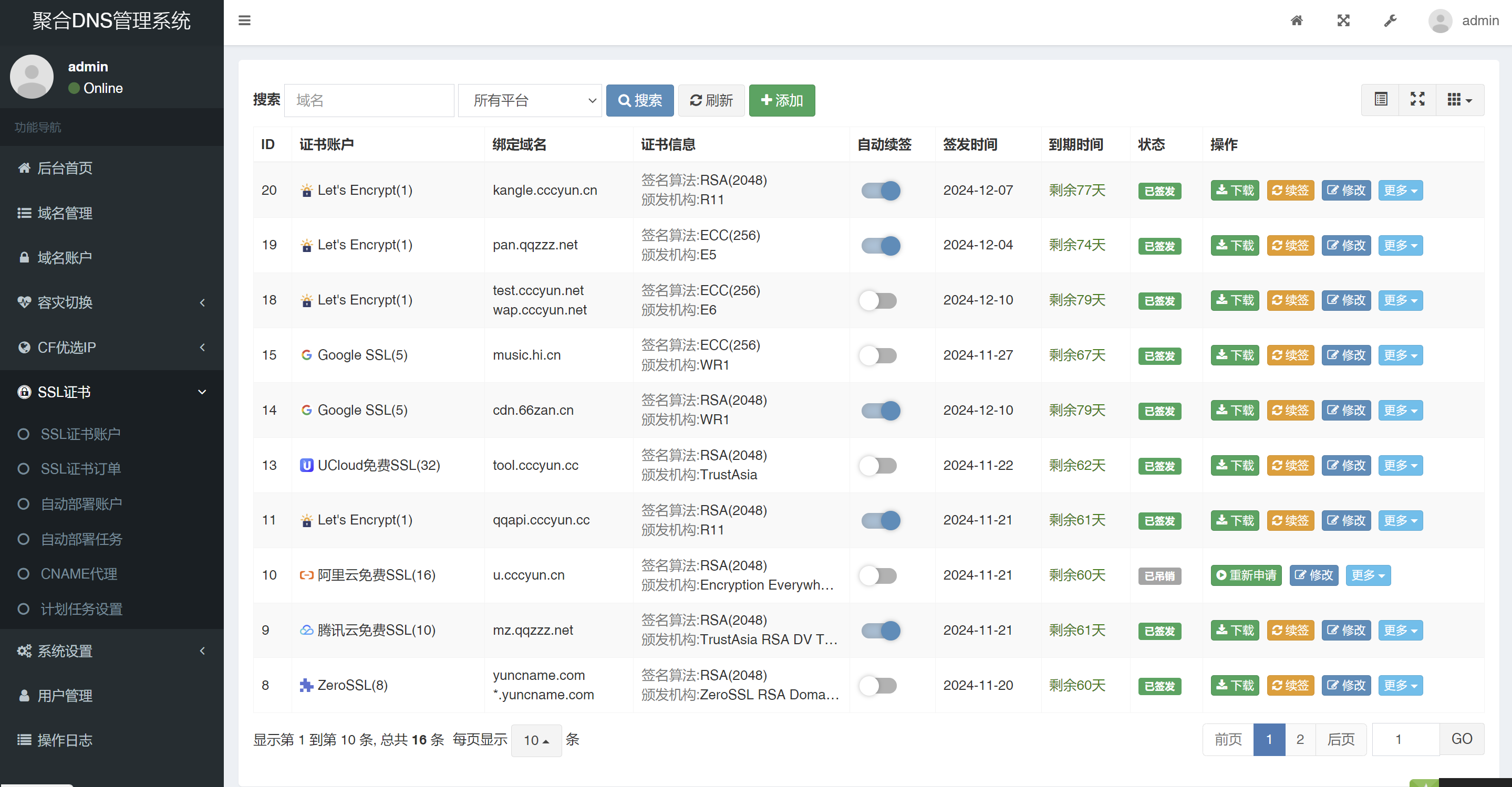彩虹聚合DNS管理系统